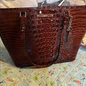 Brahmin Brown Crocodile Embossed Tote Bag